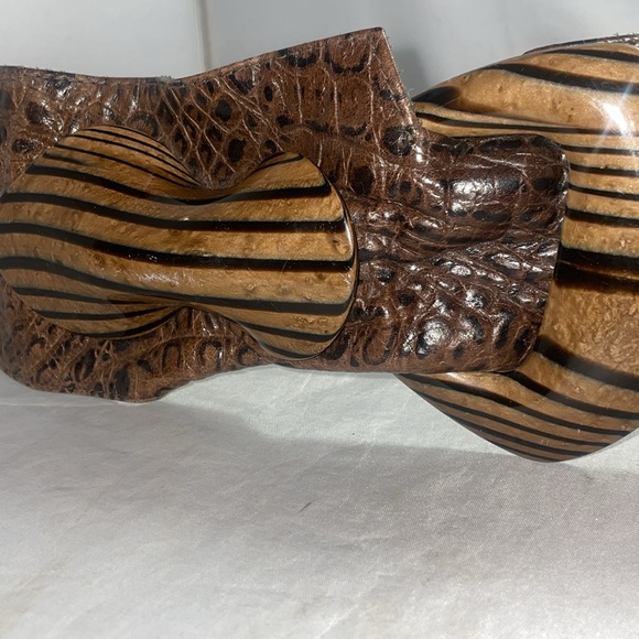 Vintage brown  Alligator and shell waist belt - Picture 4 of 7